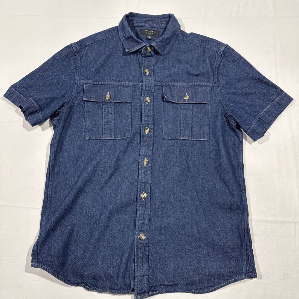 Banana Republic Womens Blue Denim Short Sleeve Shirt Medium